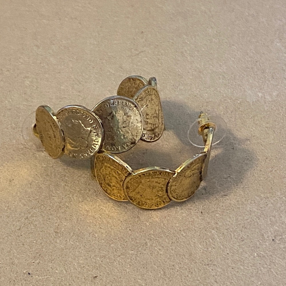 Vintage Coin Hoop Earrings